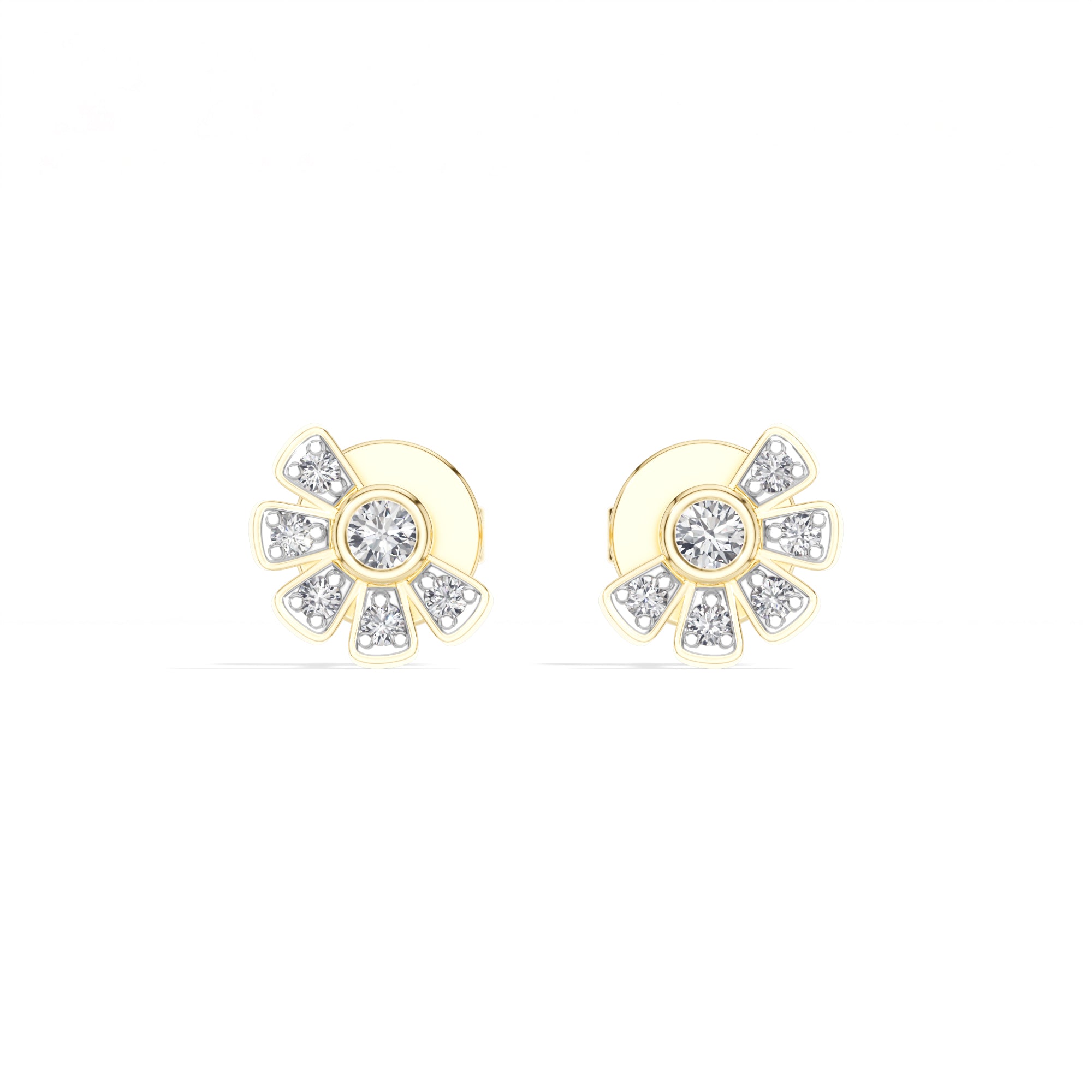 Petal Studs Round Lab Grown Diamond Five Petal Organic Flower