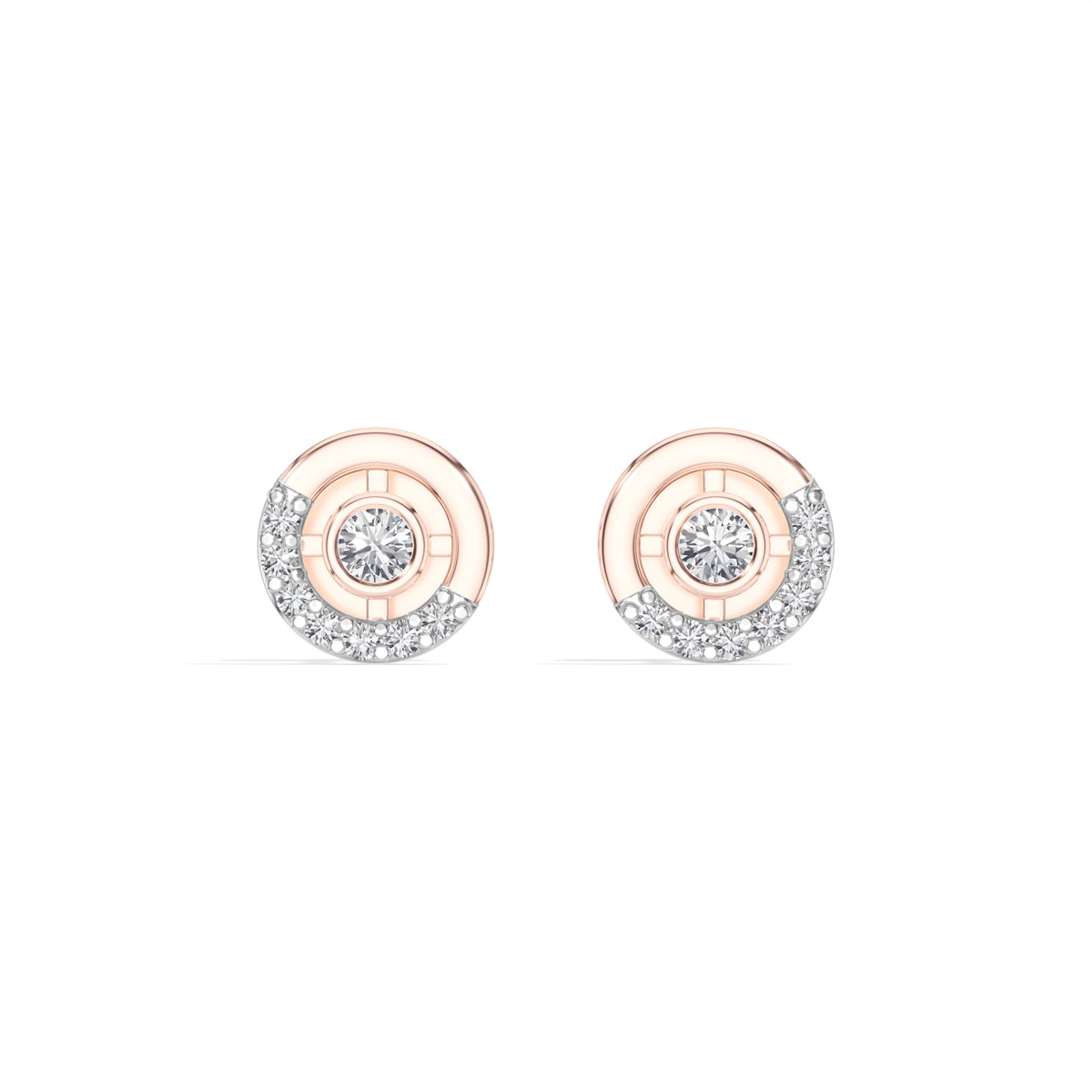 Halo Orbit Studs Round Lab Grown Diamond Concentric Pave Halo
