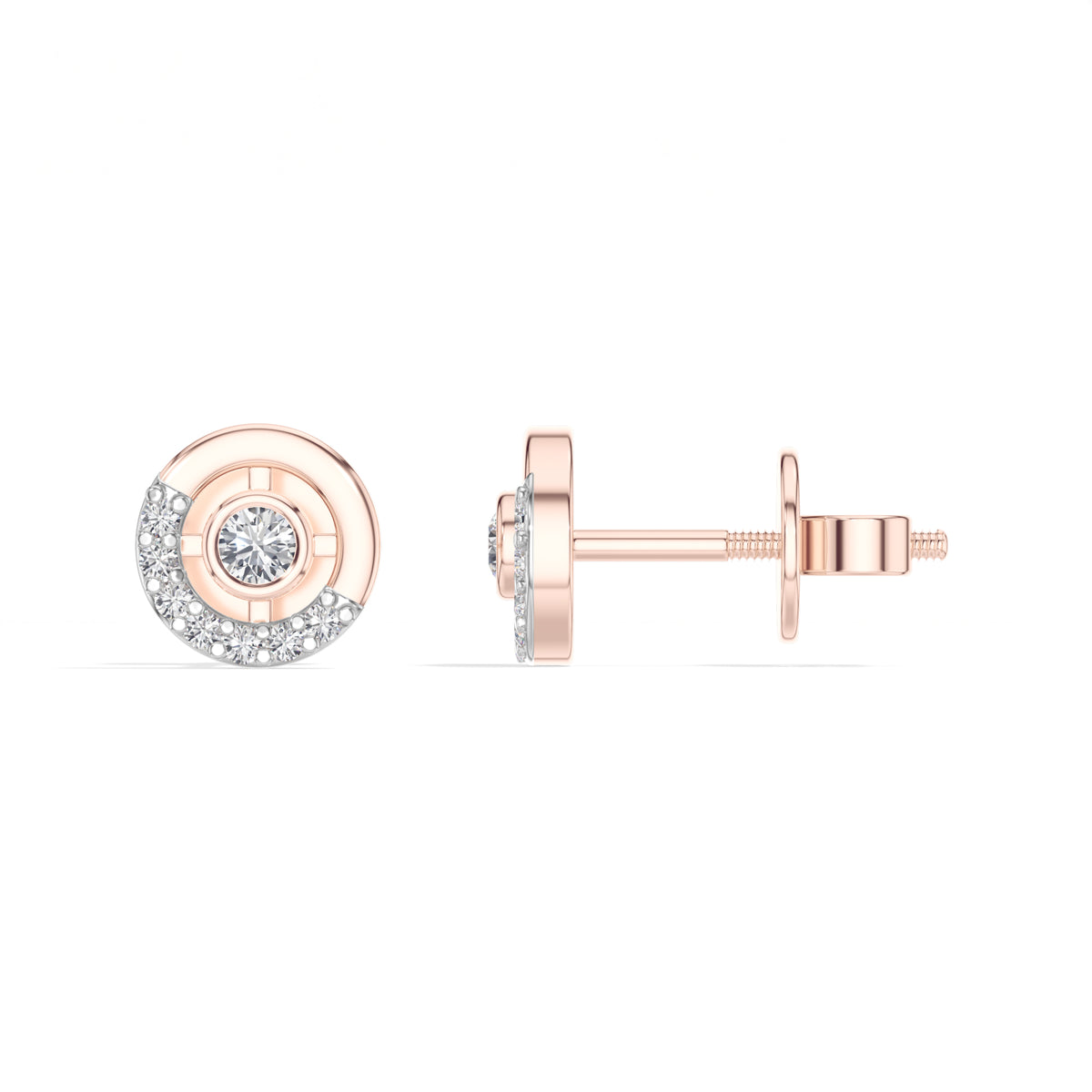 Halo Orbit Studs Round Lab Grown Diamond Concentric Pave Halo