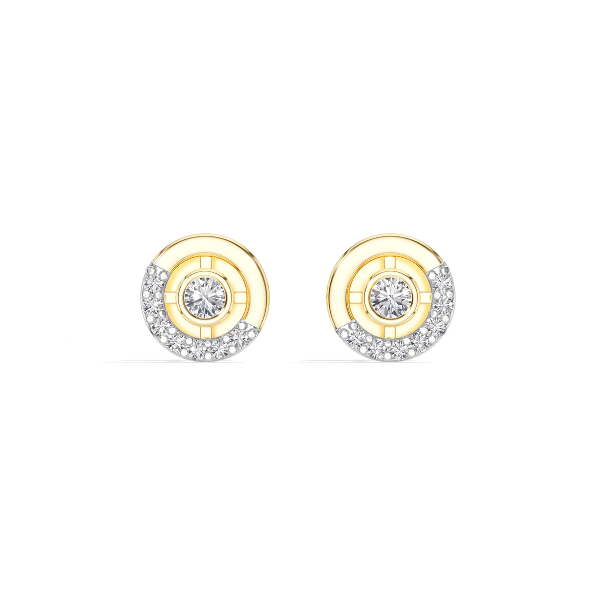 Halo Orbit Studs Round Lab Grown Diamond Concentric Pave Halo