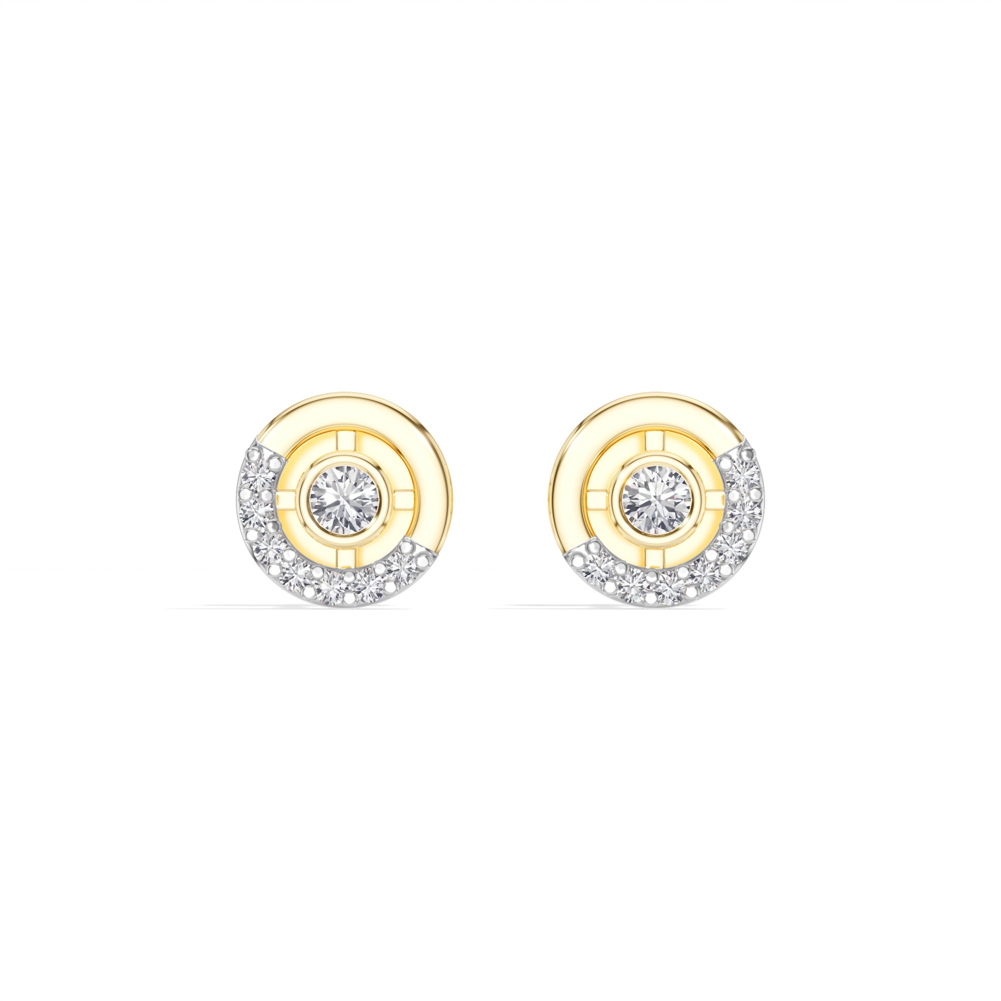Halo Orbit Studs Round Lab Grown Diamond Concentric Pave Halo