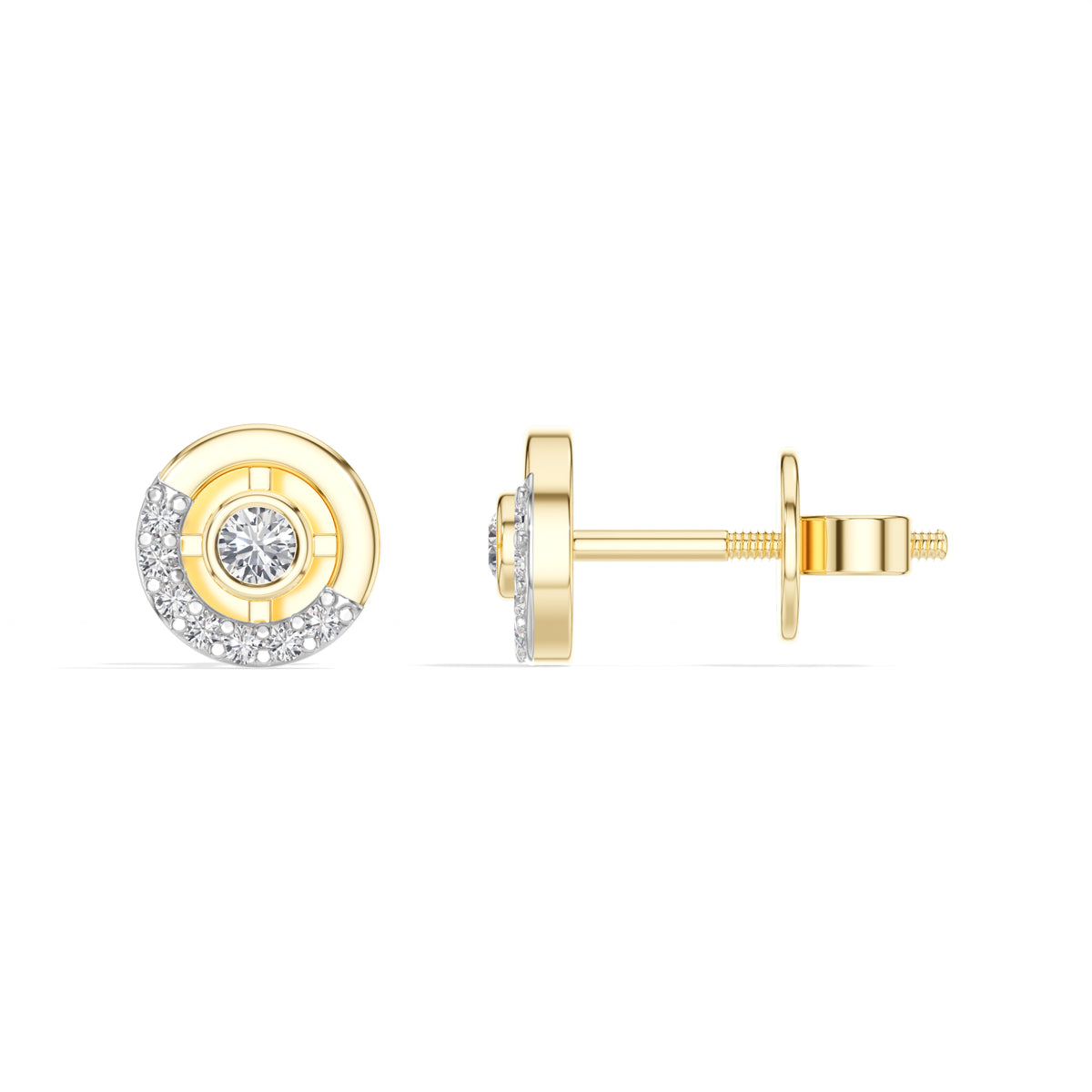 Halo Orbit Studs Round Lab Grown Diamond Concentric Pave Halo