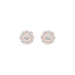 Bloom Studs Round Lab Grown Diamond Eight Petal Pave Edge Flower