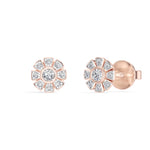 Bloom Studs Round Lab Grown Diamond Eight Petal Pave Edge Flower
