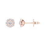 Bloom Studs Round Lab Grown Diamond Eight Petal Pave Edge Flower