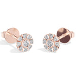 Bloom Studs Round Lab Grown Diamond Eight Petal Pave Edge Flower