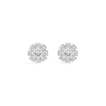 Bloom Studs Round Lab Grown Diamond Eight Petal Pave Edge Flower