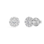 Bloom Studs Round Lab Grown Diamond Eight Petal Pave Edge Flower