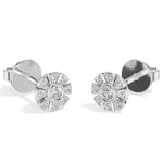 Bloom Studs Round Lab Grown Diamond Eight Petal Pave Edge Flower
