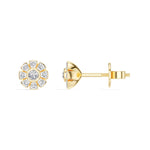 Bloom Studs Round Lab Grown Diamond Eight Petal Pave Edge Flower