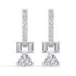 Trillion Drop Baguette & Pave Hoop Lab Grown Diamond Farel Earrings