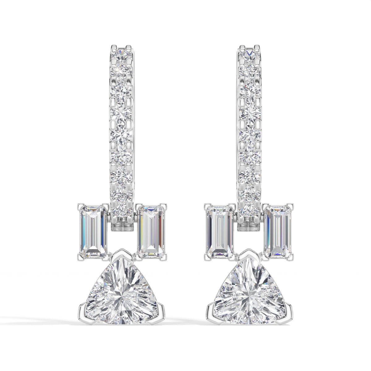 Trillion Drop Baguette & Pave Hoop Lab Grown Diamond Farel Earrings
