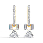 Trillion Drop Baguette & Pave Hoop Lab Grown Diamond Farel Earrings