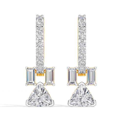 Trillion Drop Baguette & Pave Hoop Lab Grown Diamond Farel Earrings
