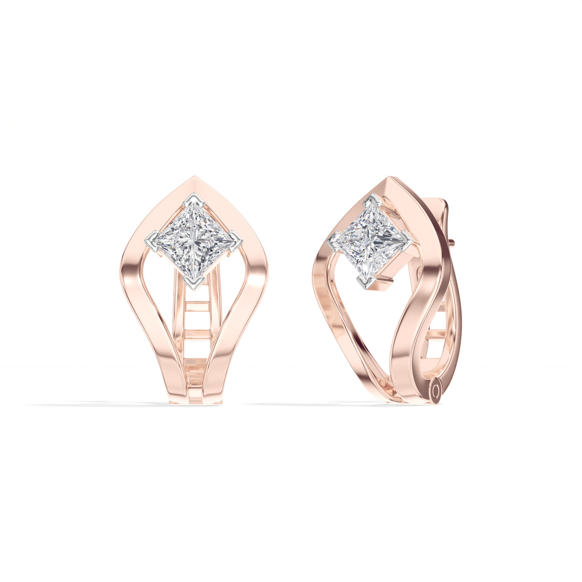 Princess-Cut Lab Grown Diamond Sculptural Clip Rivael Earrings 