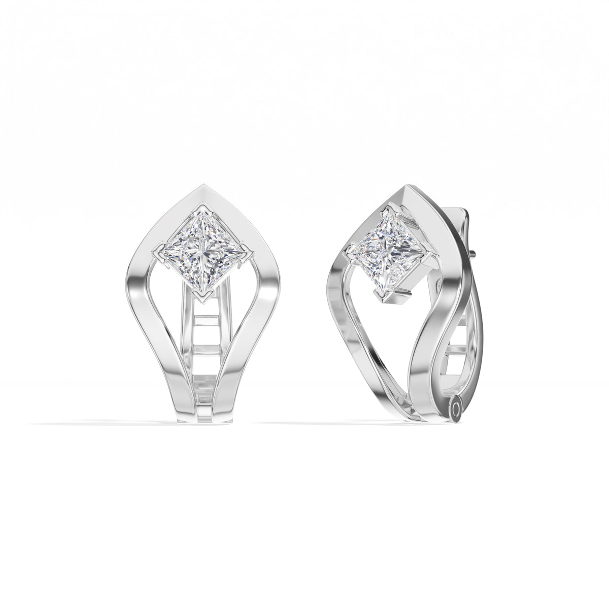Princess-Cut Lab Grown Diamond Sculptural Clip Rivael Earrings 