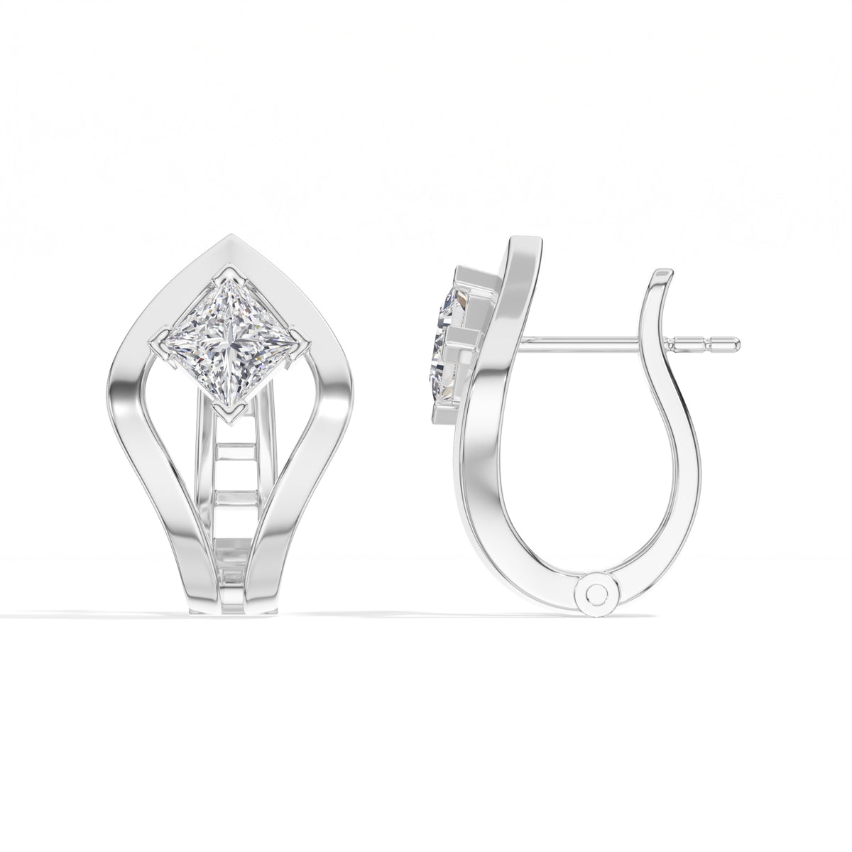 Princess-Cut Lab Grown Diamond Sculptural Clip Rivael Earrings 