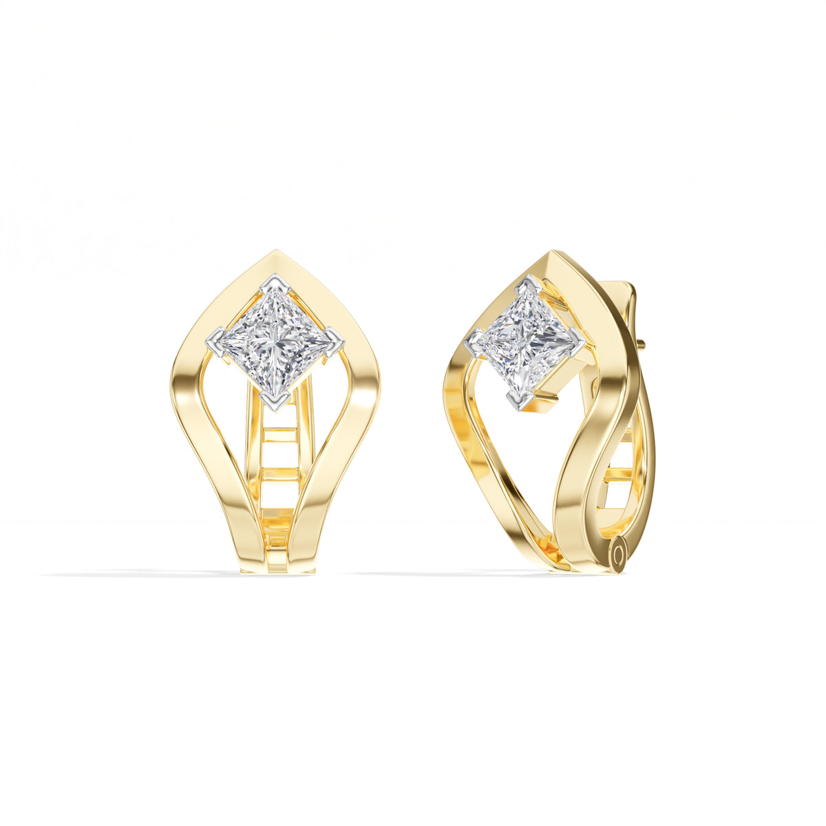 Princess-Cut Lab Grown Diamond Sculptural Clip Rivael Earrings 