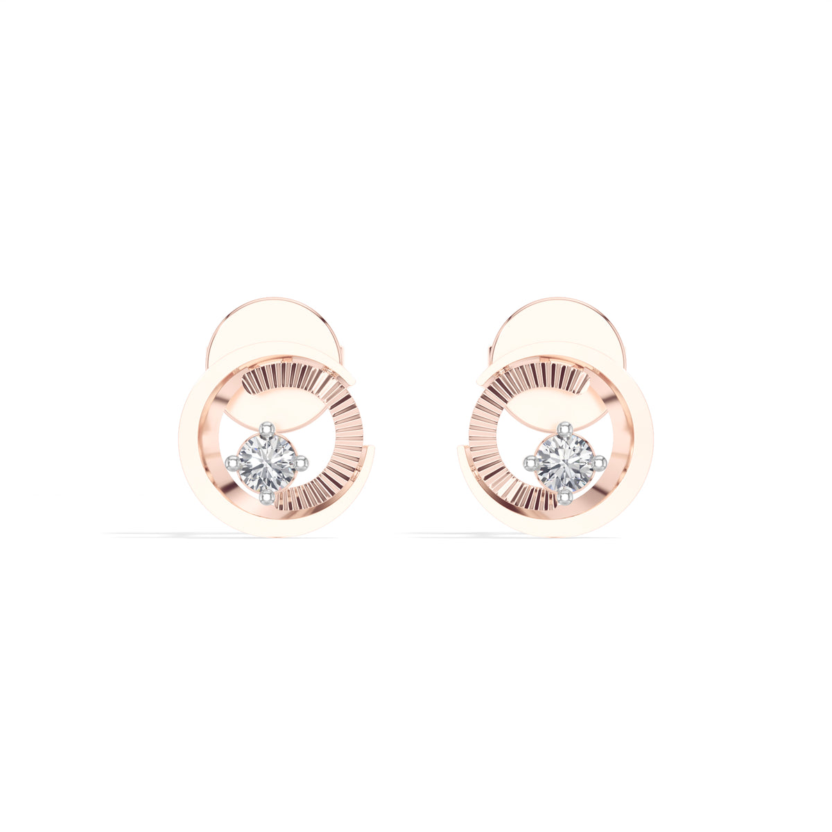 Spiral Studs Round Lab Grown Diamond Open Spiral Solitaire Centre