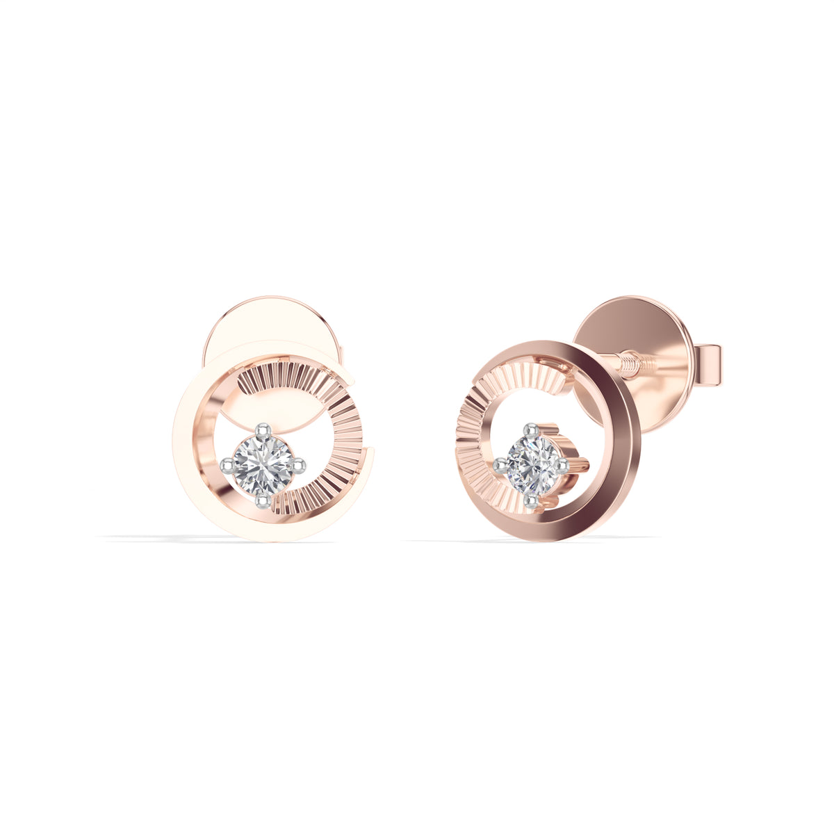 Spiral Studs Round Lab Grown Diamond Open Spiral Solitaire Centre
