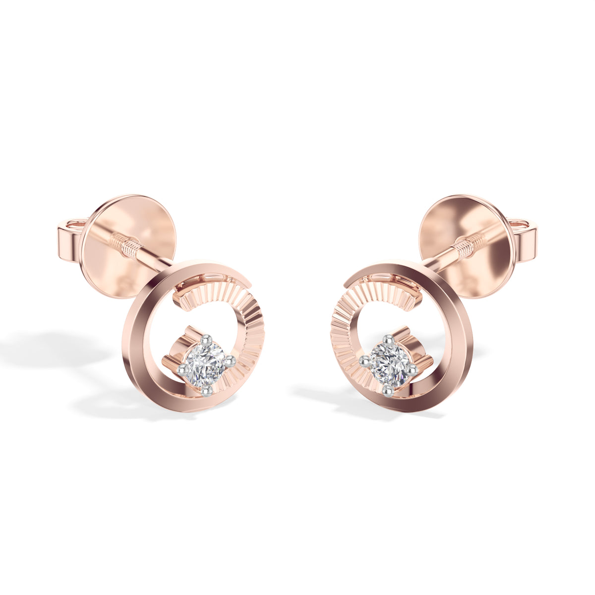 Spiral Studs Round Lab Grown Diamond Open Spiral Solitaire Centre