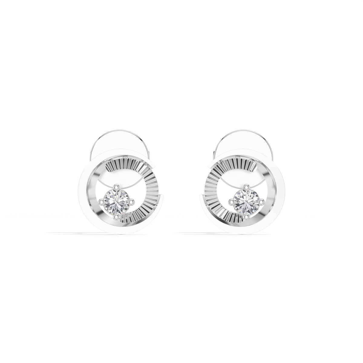Spiral Studs Round Lab Grown Diamond Open Spiral Solitaire Centre
