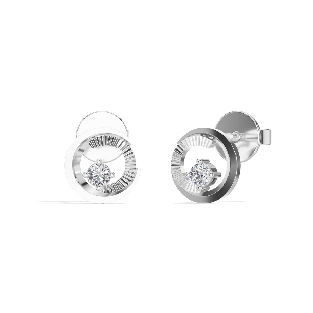Spiral Studs Round Lab Grown Diamond Open Spiral Solitaire Centre