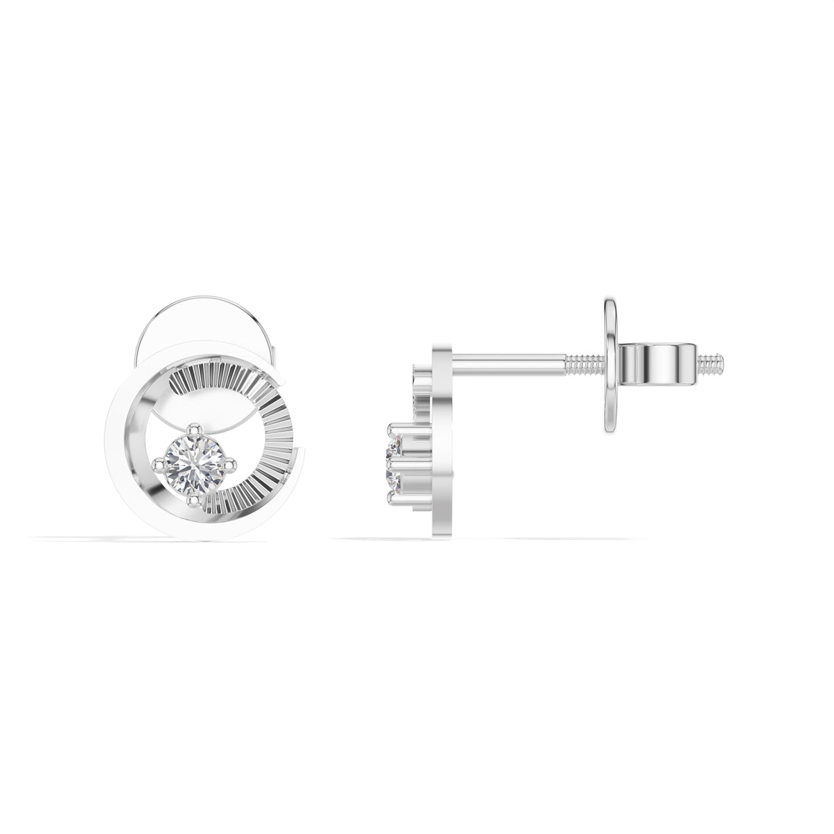 Spiral Studs Round Lab Grown Diamond Open Spiral Solitaire Centre