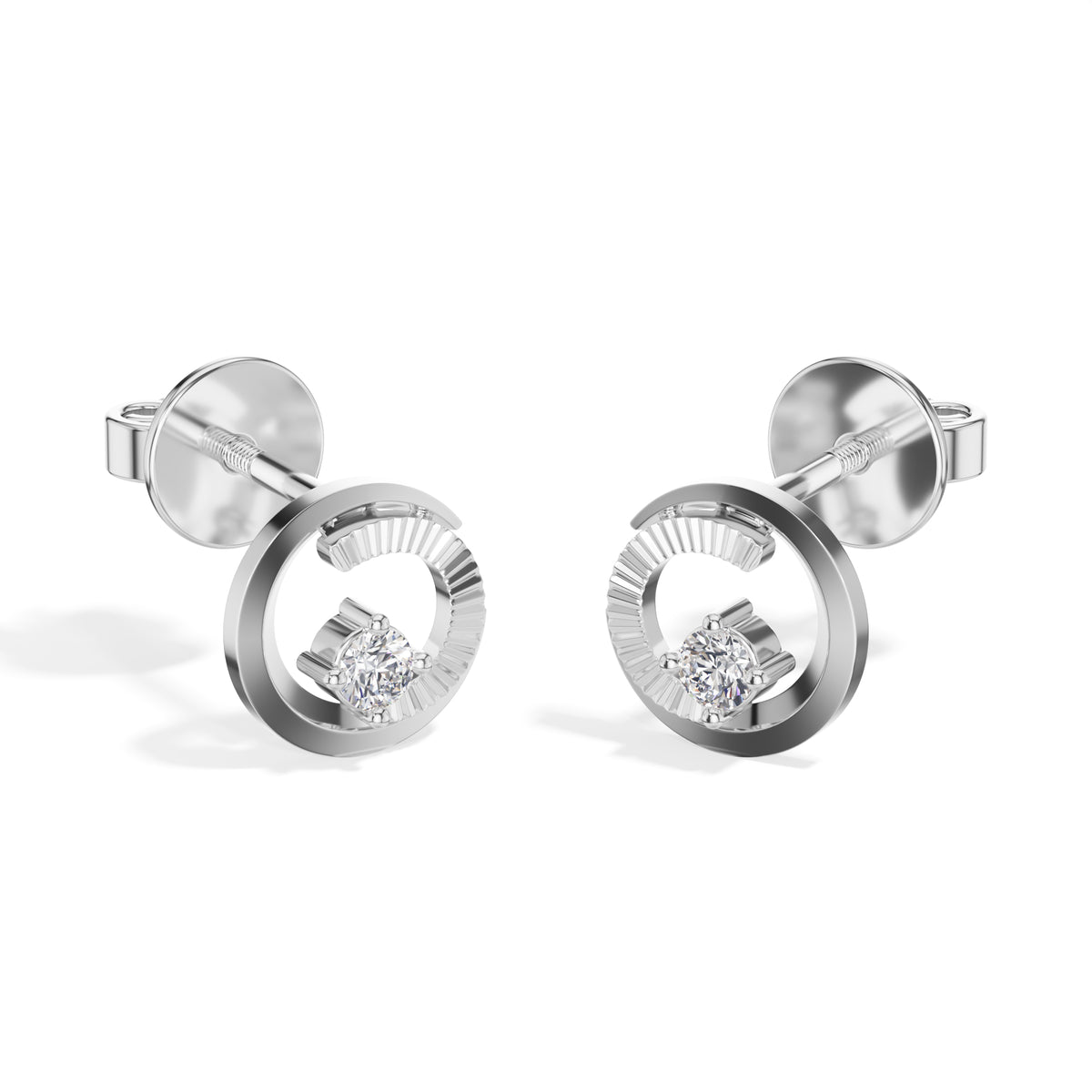Spiral Studs Round Lab Grown Diamond Open Spiral Solitaire Centre