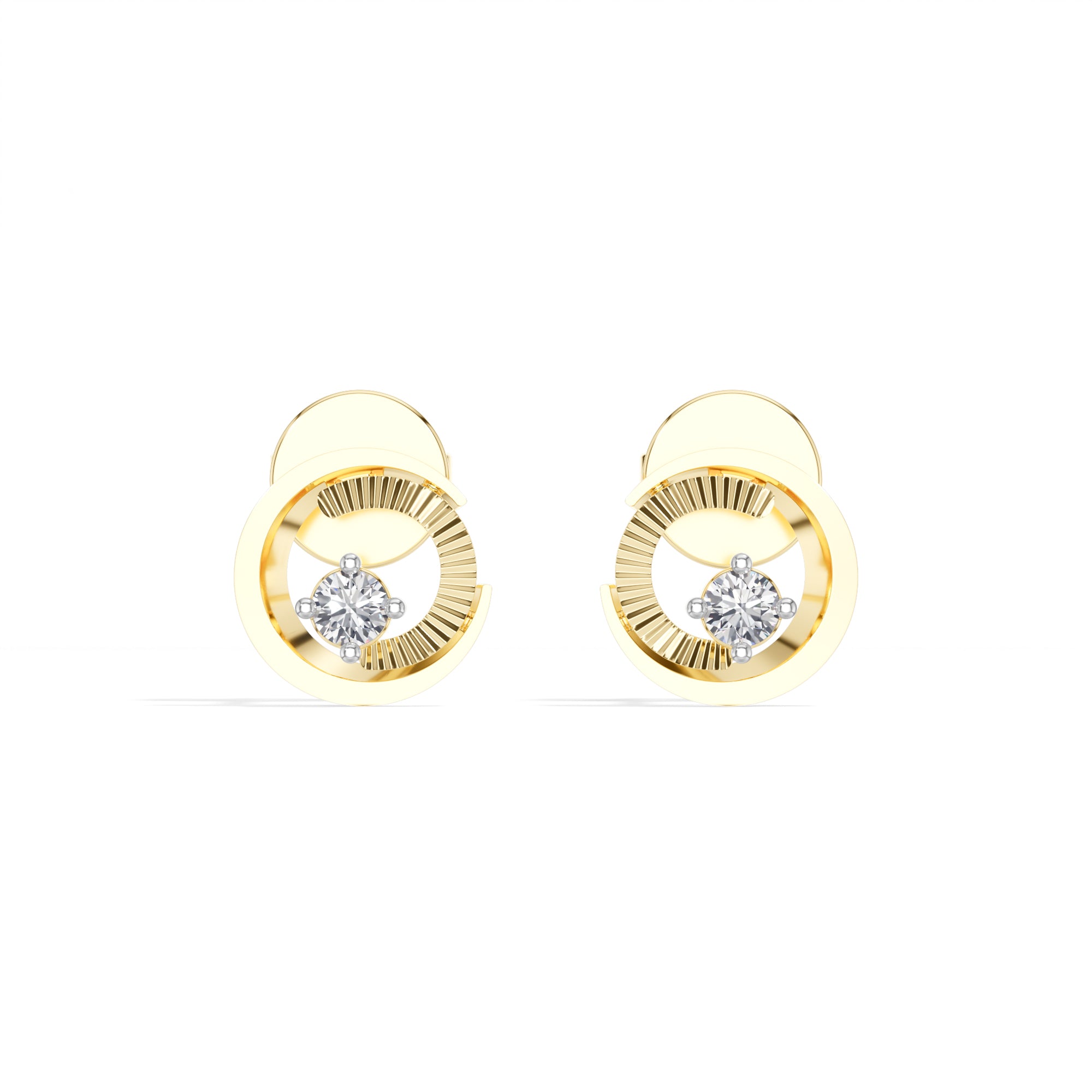 Spiral Studs Round Lab Grown Diamond Open Spiral Solitaire Centre