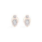 Lantern Studs Pear Lab Grown Diamond Two Tier Bezel Frame Drop