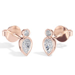 Lantern Studs Pear Lab Grown Diamond Two Tier Bezel Frame Drop