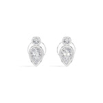 Lantern Studs Pear Lab Grown Diamond Two Tier Bezel Frame Drop