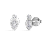 Lantern Studs Pear Lab Grown Diamond Two Tier Bezel Frame Drop