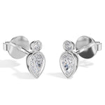 Lantern Studs Pear Lab Grown Diamond Two Tier Bezel Frame Drop