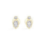 Lantern Studs Pear Lab Grown Diamond Two Tier Bezel Frame Drop