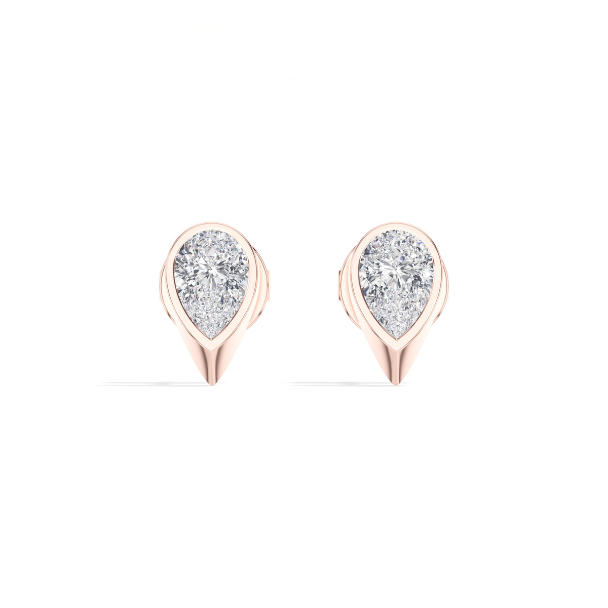 Pinnacle Studs Pear Lab Grown Diamond Tapered Wedge Profile Solitaire