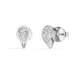 Pinnacle Studs Pear Lab Grown Diamond Tapered Wedge Profile Solitaire