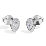 Pinnacle Studs Pear Lab Grown Diamond Tapered Wedge Profile Solitaire