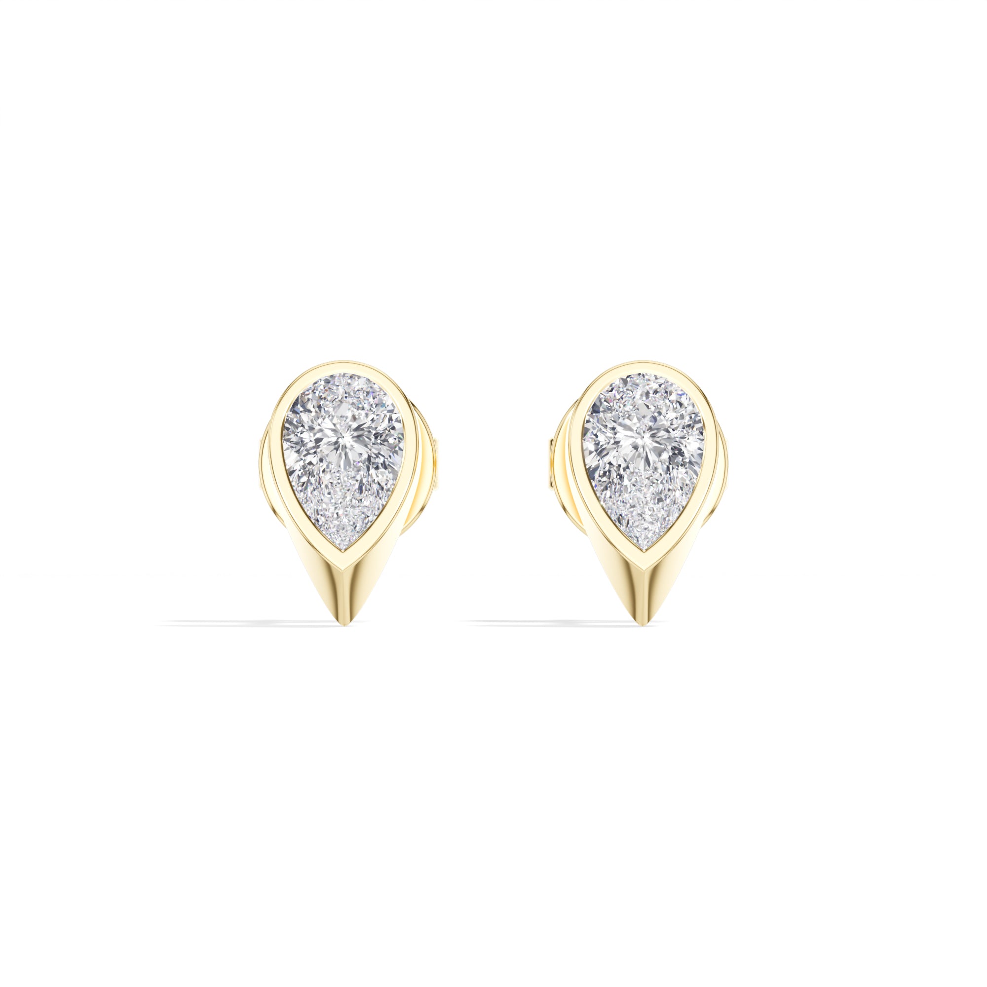 Pinnacle Studs Pear Lab Grown Diamond Tapered Wedge Profile Solitaire