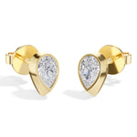 Pinnacle Studs Pear Lab Grown Diamond Tapered Wedge Profile Solitaire