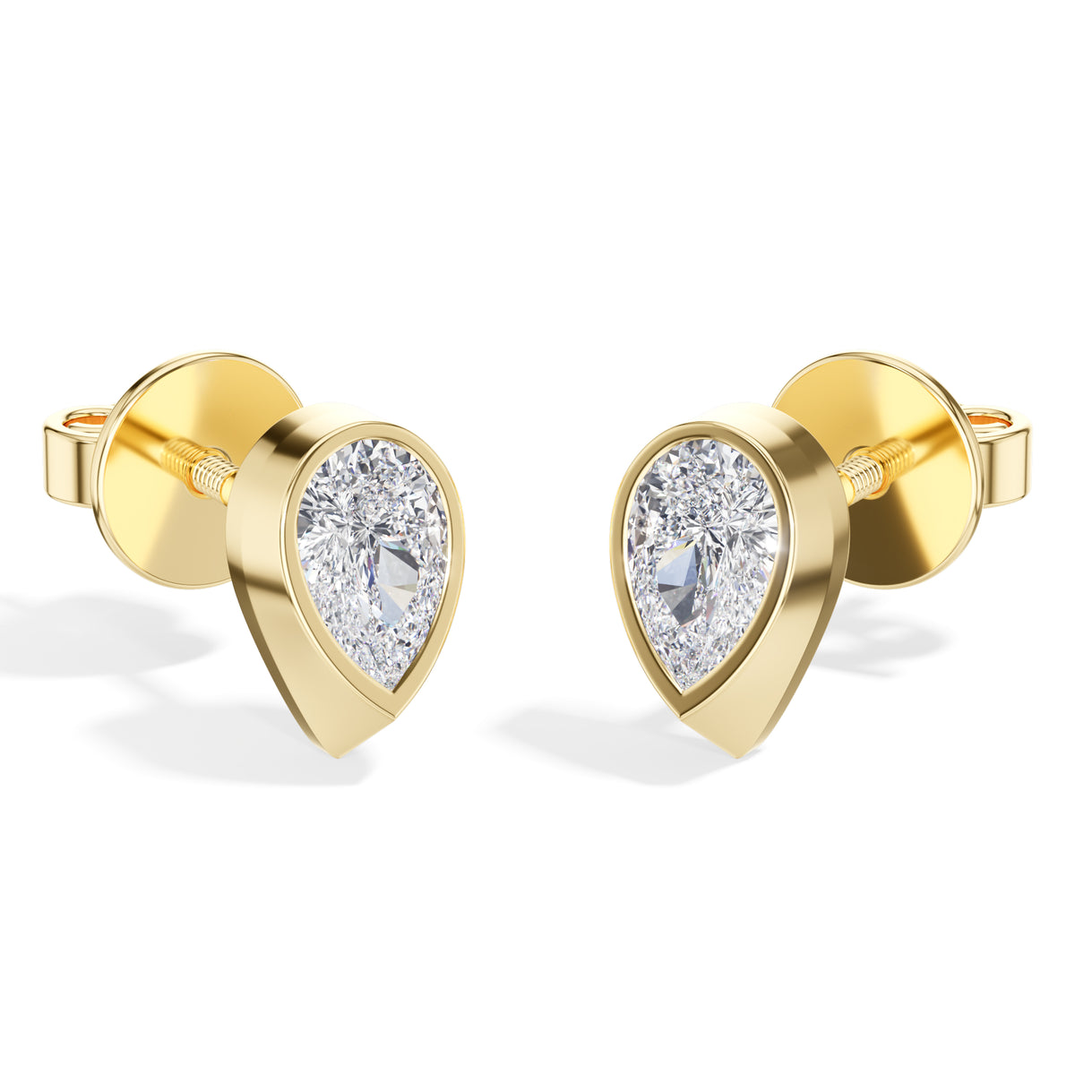 Pinnacle Studs Pear Lab Grown Diamond Tapered Wedge Profile Solitaire