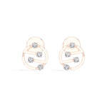 Cipher Studs Round Lab Grown Diamond Geometric Disc Curved Bar