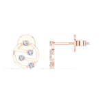 Cipher Studs Round Lab Grown Diamond Geometric Disc Curved Bar