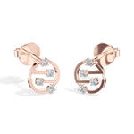 Cipher Studs Round Lab Grown Diamond Geometric Disc Curved Bar