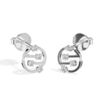 Cipher Studs Round Lab Grown Diamond Geometric Disc Curved Bar