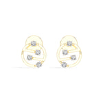 Cipher Studs Round Lab Grown Diamond Geometric Disc Curved Bar