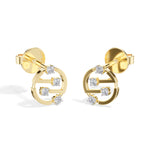 Cipher Studs Round Lab Grown Diamond Geometric Disc Curved Bar