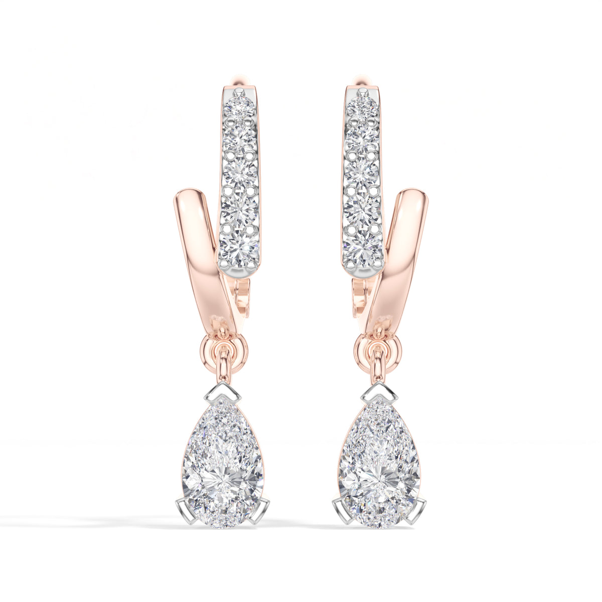 Pear Drop Pave Hoop Lab Grown Diamond Velora Earrings
