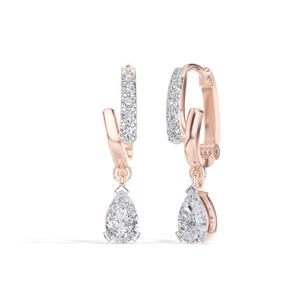 Pear Drop Pave Hoop Lab Grown Diamond Velora Earrings